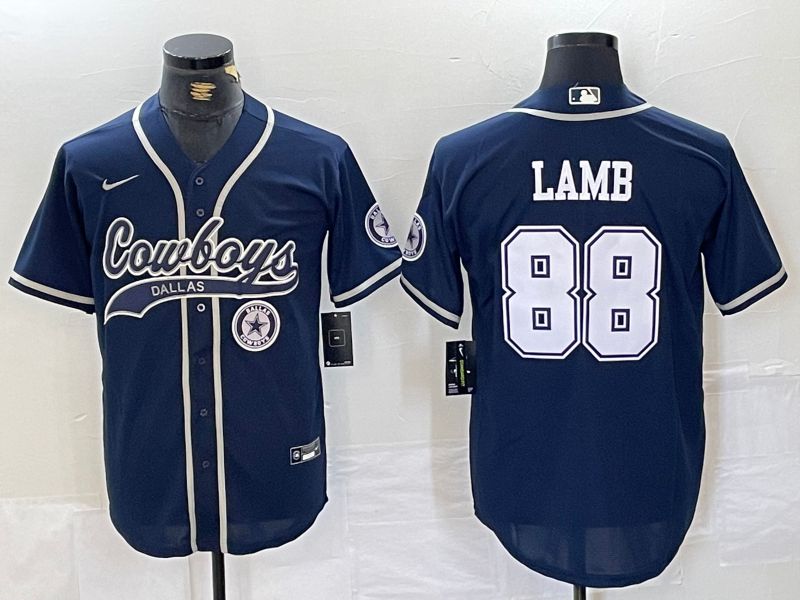 Men Dallas Cowboys #88 Lamb Blue Joint Name 2024 Nike Limited NFL Jersey style 3